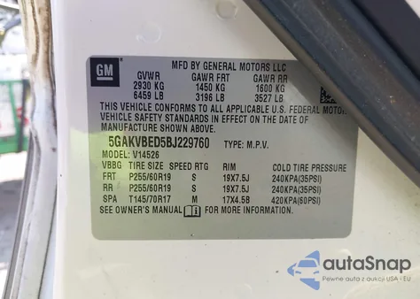 2011 Buick Enclave 1Xl from USA, damaged, VIN 5GAKVBED5BJ229760